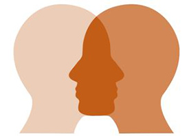 graphic of two heads intersecting