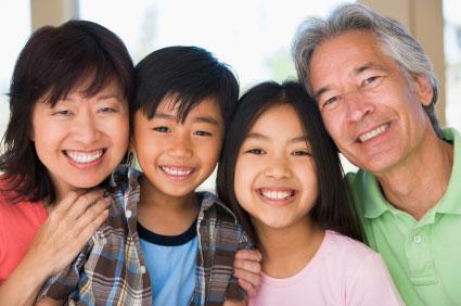 picture of asian family boy and girl with mom and dad
