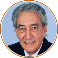 headshot with circular orange background of david hosmer