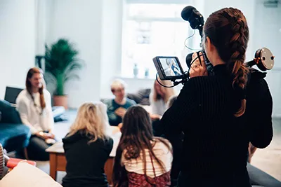 picture of person giving a presentation live streamed