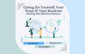 graphic that says, "Caring for yourself, your team, and your students during election season. Practical supportive strategies.