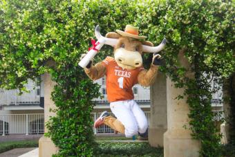 picture of Hook Em jumping in the air