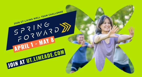 banner for the Spring Forward wellness challenge, runs April 1-May 8, 2026