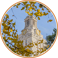 picture of UT Tower and Fall leaves